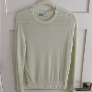 Zara Women's Sea Green Crew Neck Sweater